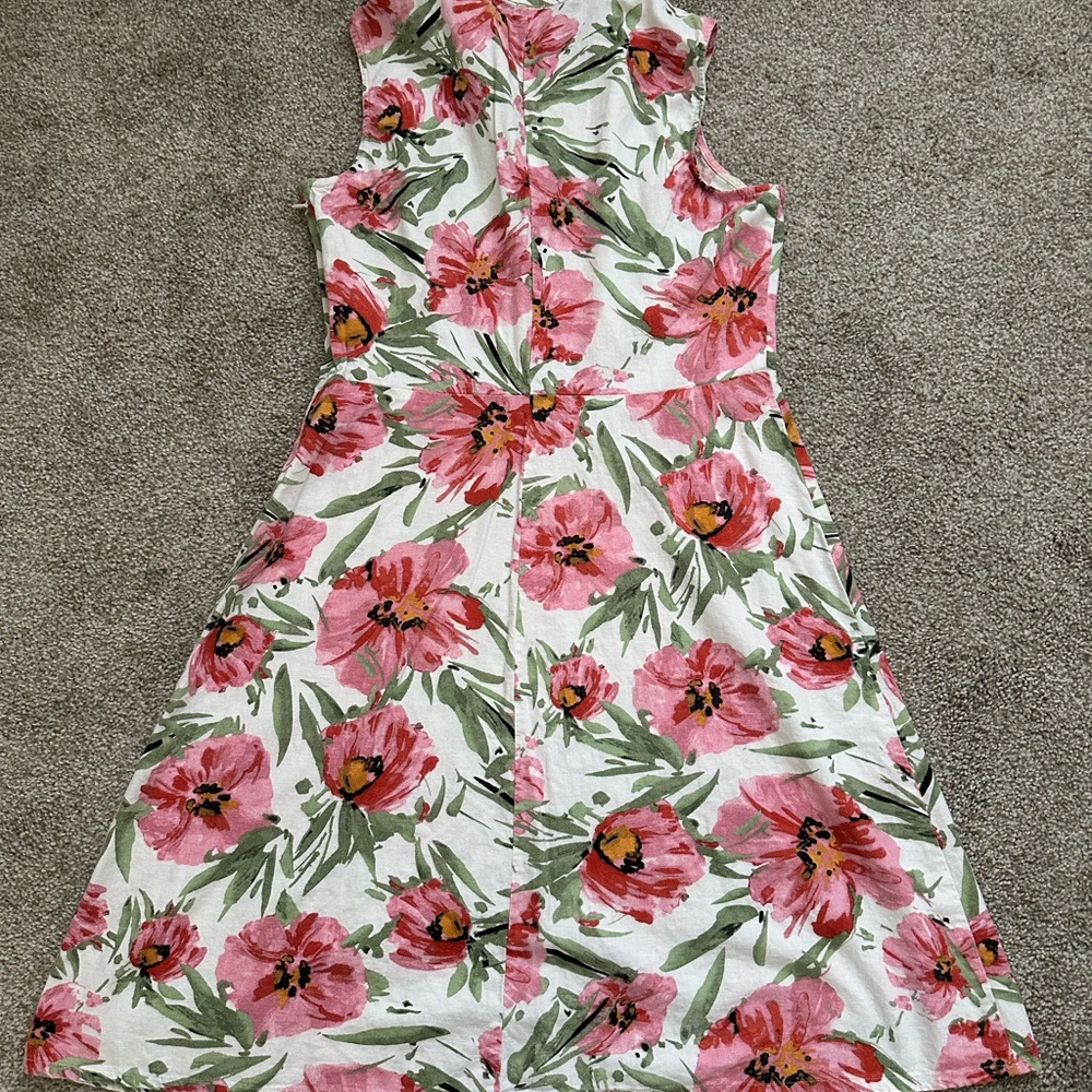 Tahari Sleeveless Floral Midi Sundress – Pink & Red Watercolor Flowers - Picture 3 of 6